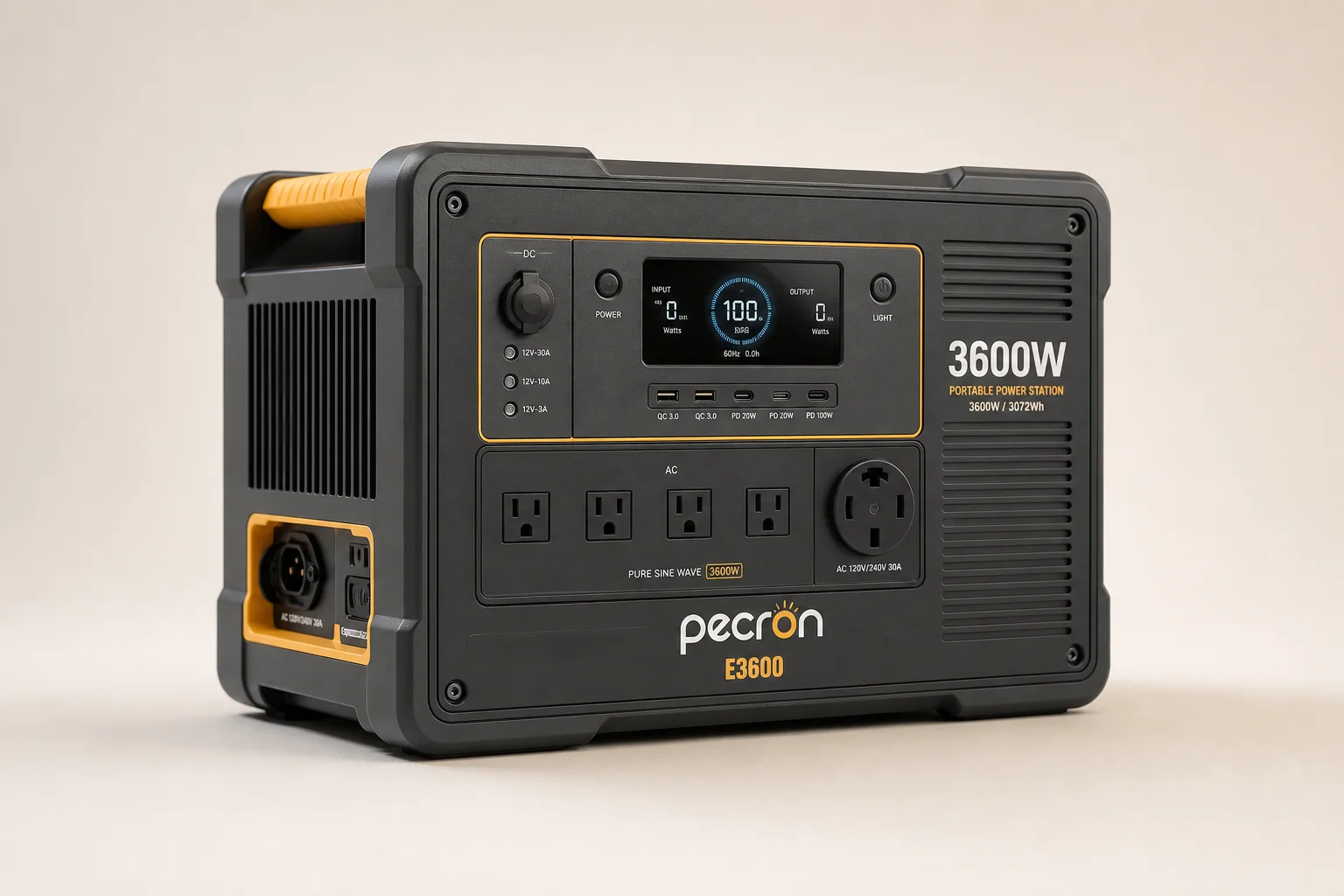 Collection of portable power stations from compact to large capacity models on concrete