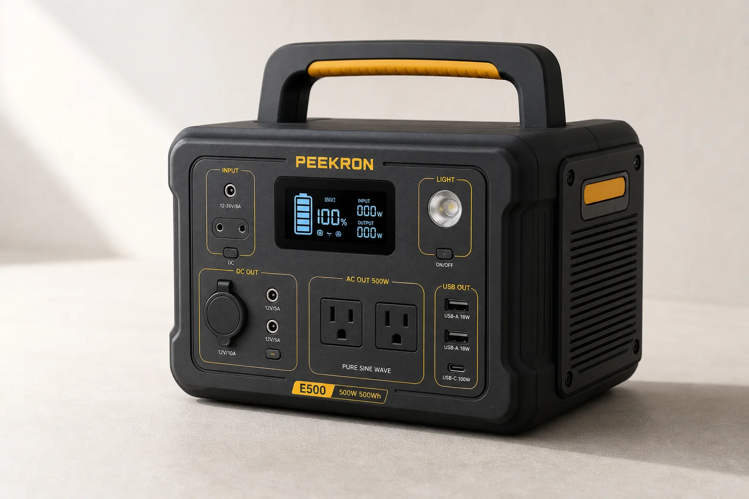 Collection of portable power stations from compact to large capacity models on concrete