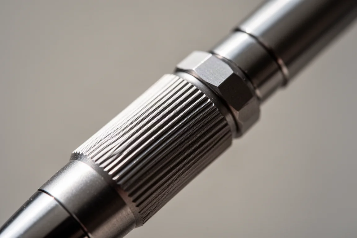 Close-up van de greep van een vulpotlood met horizontale gleuven bij zacht licht