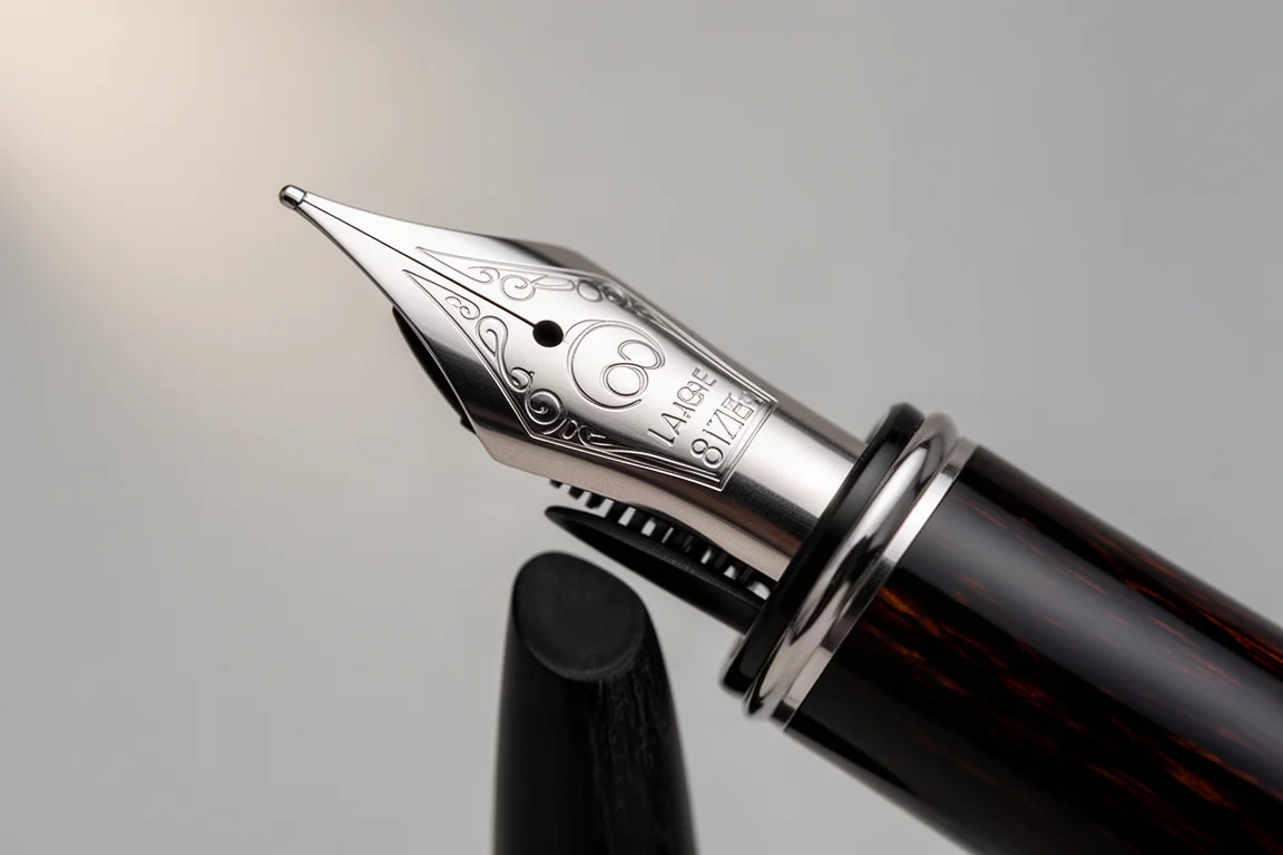 Grote titanium vulpennib met laag ebonieten voedingsstuk