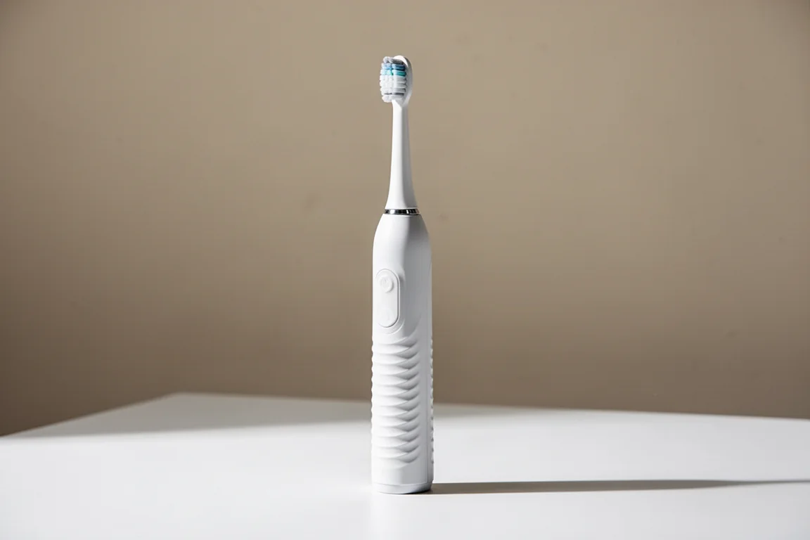 Philips Sonicare 2100 和 4100 電動牙刷並排放在浴室檯面上