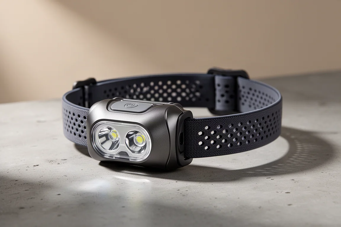 Phoenix HL32 RT running head torch on a neutral concrete surface