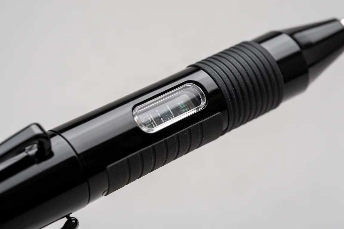 Clear window on a pencil barrel with internal indicator visible