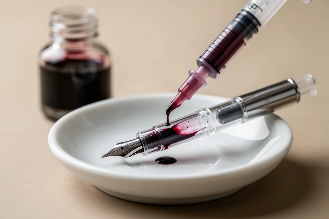 Füllfederhalter an einem Hemdtaschen befestigt, Feder nach oben gerichtet