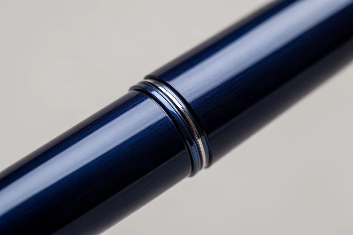 Gros plan sur la section d'un stylo plume montrant une rainure et un arête marquée