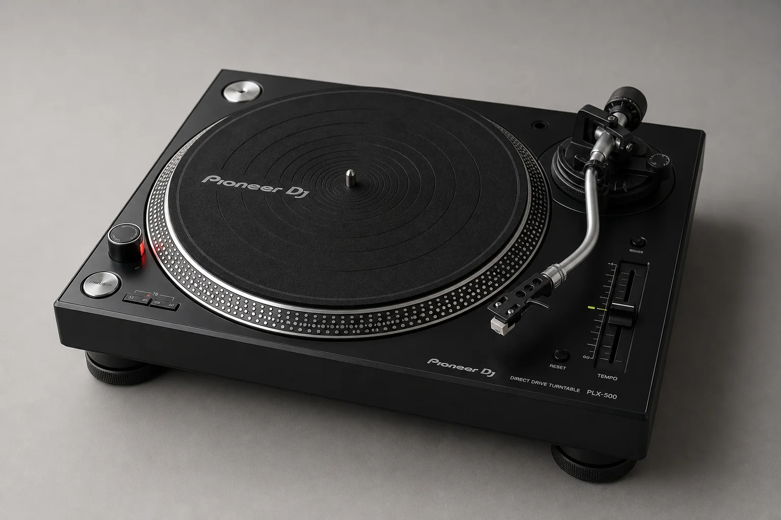 Fluance RT82 and Pioneer DJ PLX-500 turntables side by side on concrete