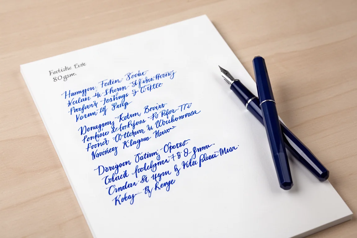 Handwriting sample in vibrant blue ink on white paper