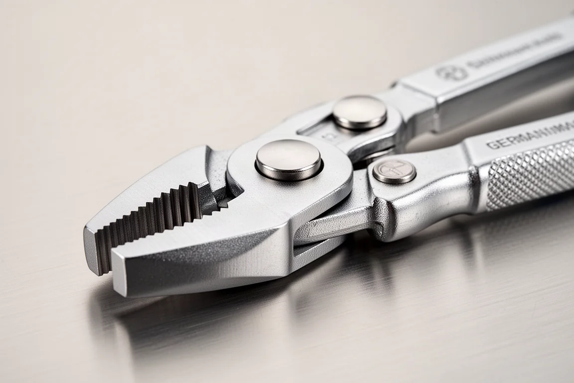 Détail des mâchoires de la pince Knipex Cobra avec mécanisme coulissant réglable