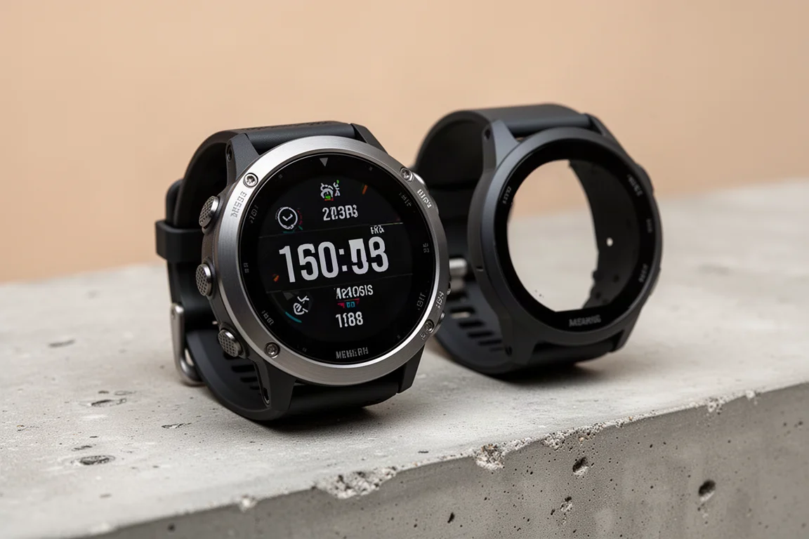 Polar Pacer Pro and Polar Pacer GPS watches on a concrete surface