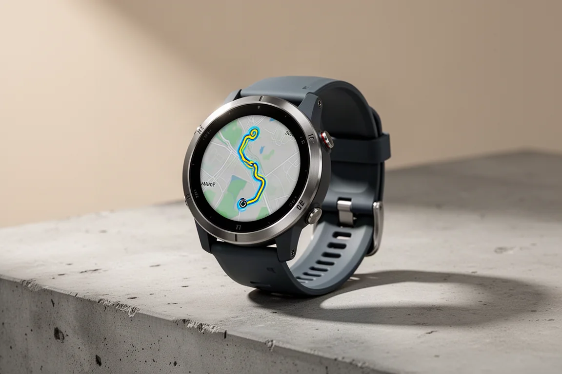 Polar Vantage M3 running watch with AMOLED display on a concrete surface