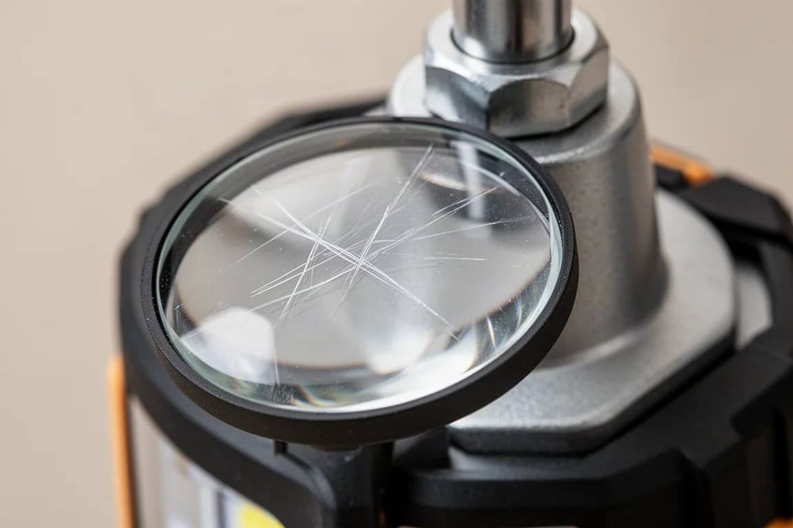 Close-up of a scratch-resistant LED panel being wiped clean