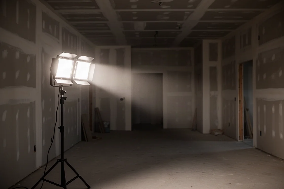Work light illuminating a large dim area at night