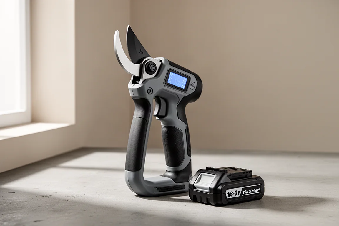 Pruno PR50 battery-powered pruning shear with LCD display and battery pack