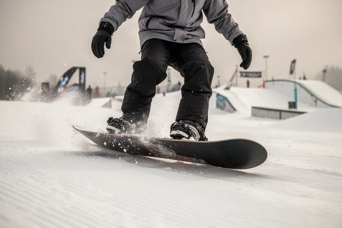 Snowboardeur faisant un butter sur le nose de la planche dans une neige de printemps molle