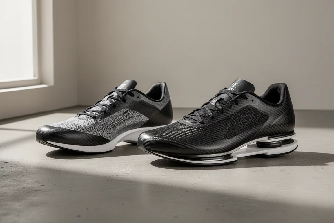 Puma Deviate Nitro Elite and Fast-R Nitro Elite racing shoes side by side on concrete