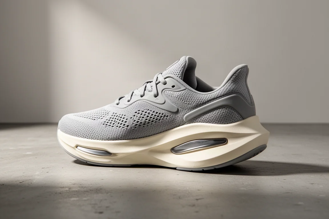Scarpa da running Puma Deviate Nitro 4 su una superficie di cemento opaco