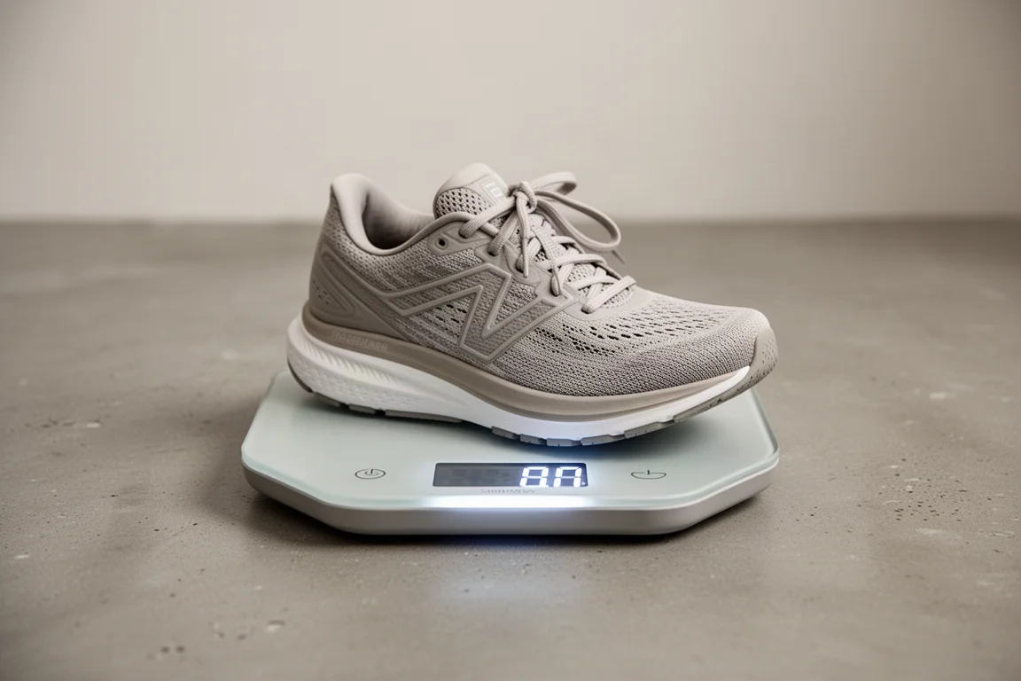 Runner lacing up a lightweight racing shoe on a city street before a fast run