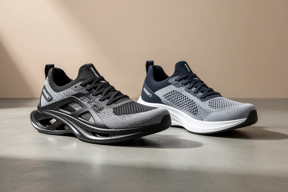 Puma Fast-R 3 and Deviate Nitro Elite 3 racing shoes side by side on concrete