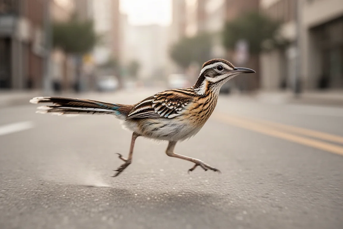 Runner accelerating on a city road during a tempo run