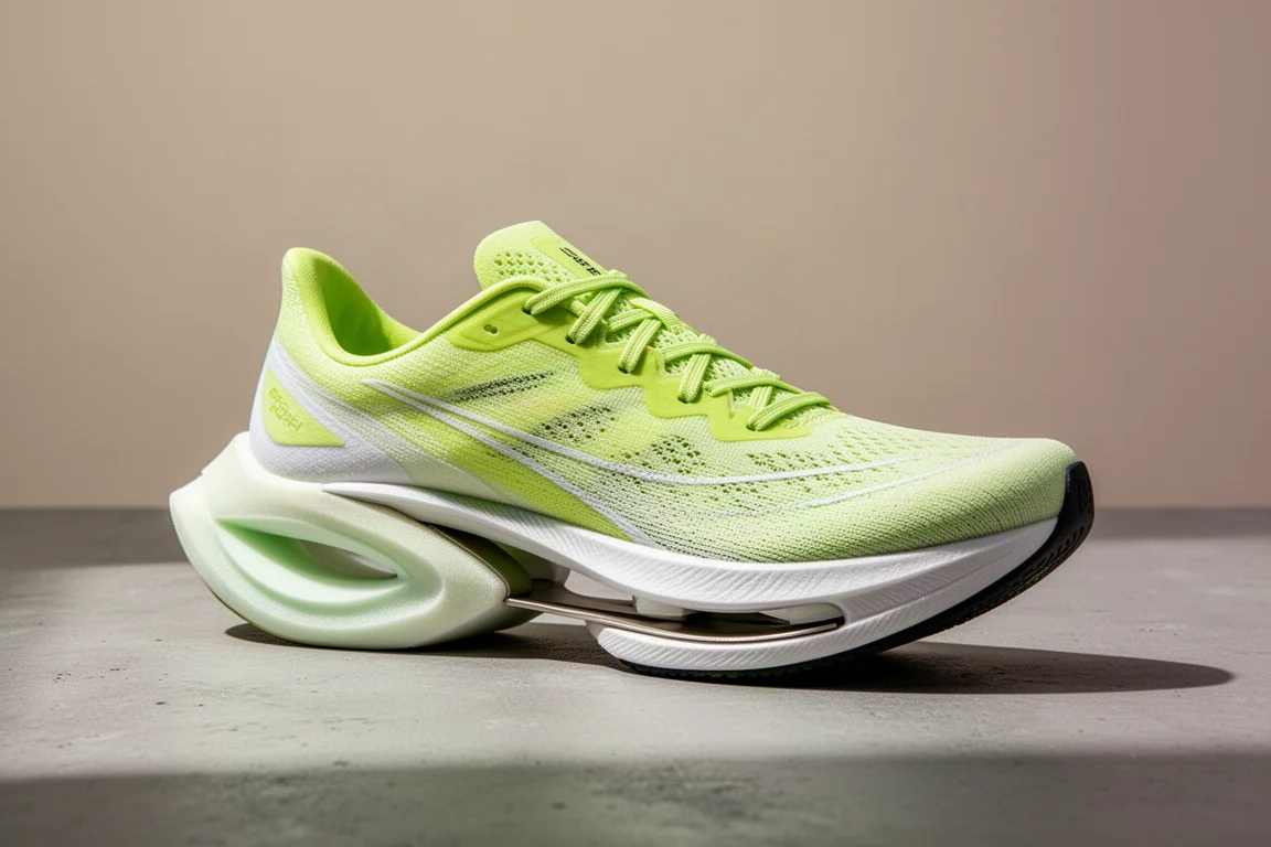 Puma Fast-R Nitro Elite racing shoe with split midsole on a concrete surface