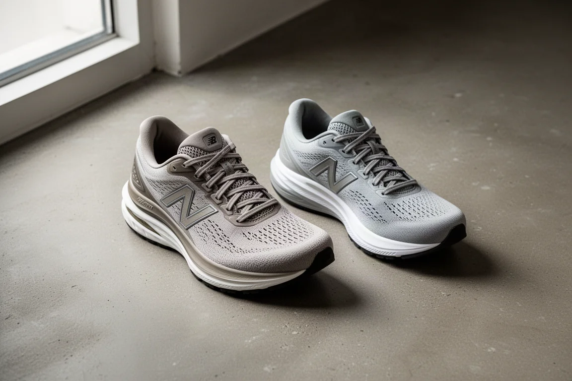 Two Puma guidance shoes side by side on a studio floor