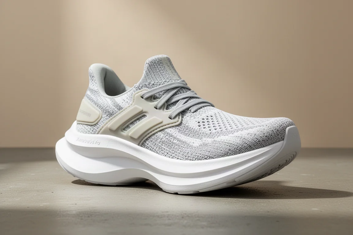 Puma ForeverRun Nitro Knit running shoe with curved rocker on concrete surface