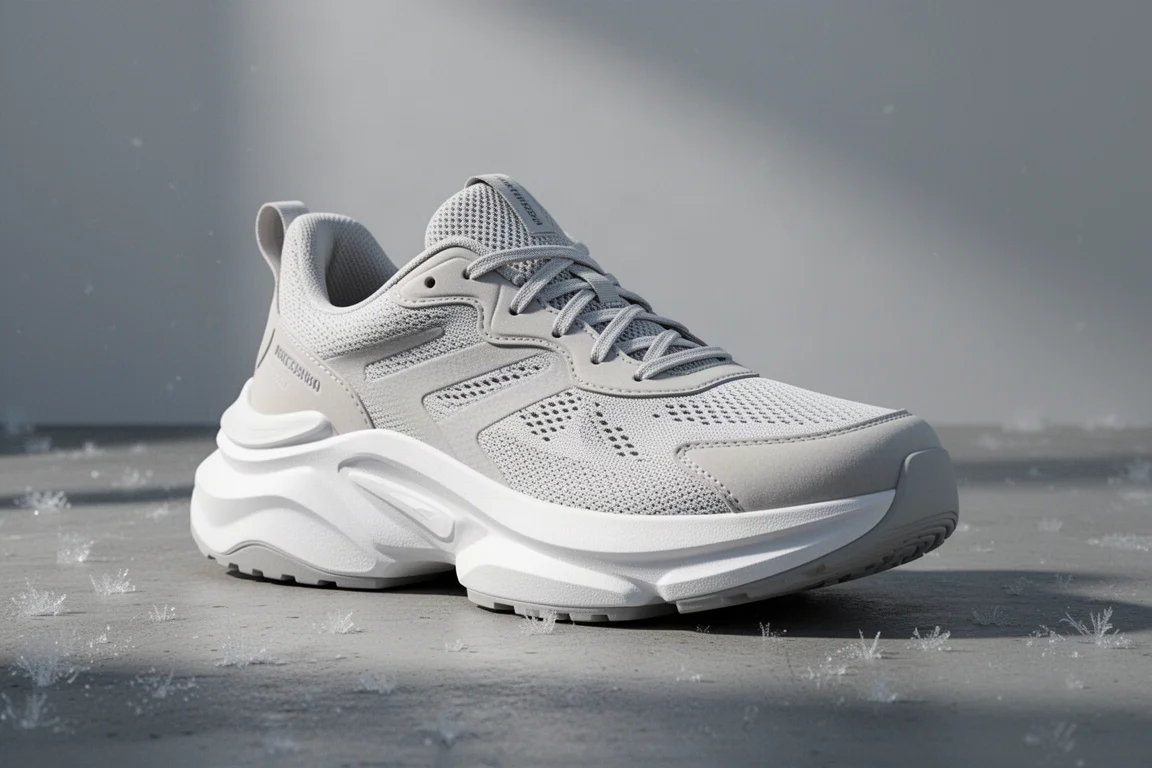 Puma Mag Max 2 max cushion running shoe on frosty concrete surface