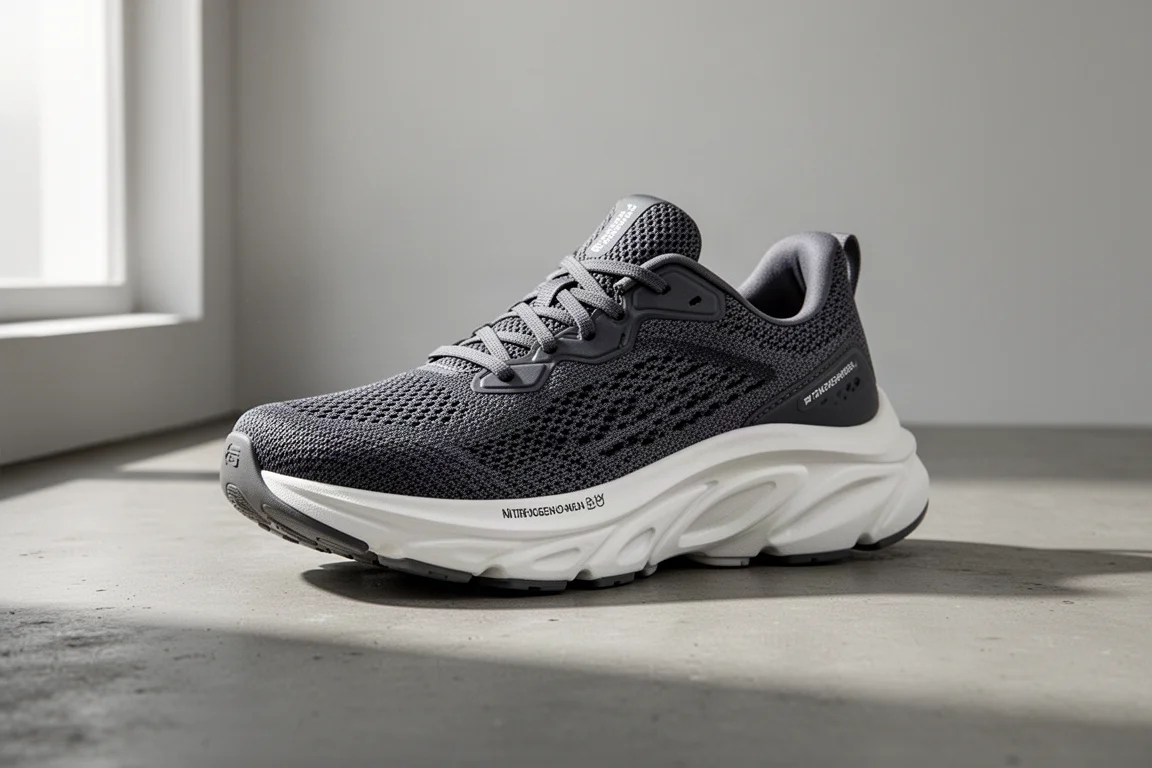 Puma MagMax Nitro 2 running shoe with thick foam midsole on concrete surface