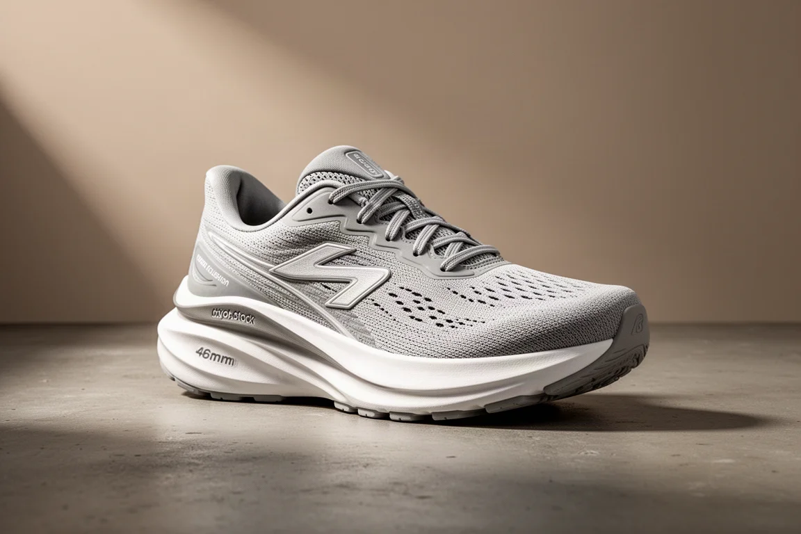 Puma MagMax Nitro max cushioned running shoe on a concrete surface