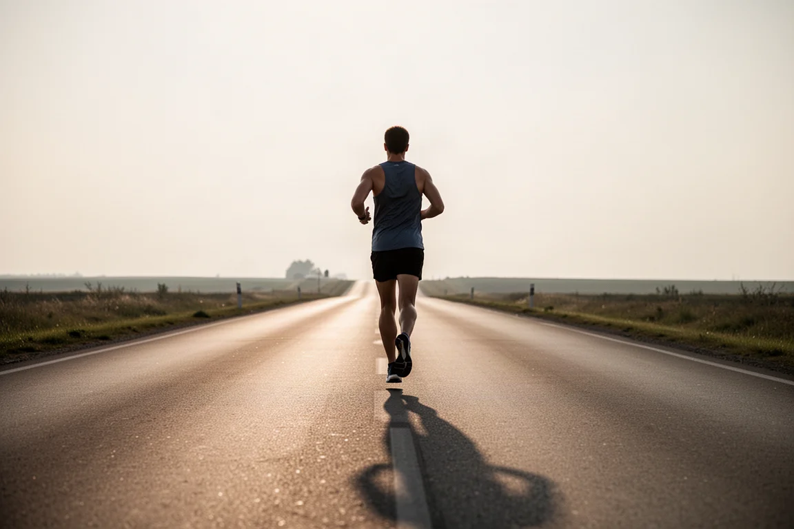 Runner finishing a long easy run on an open road