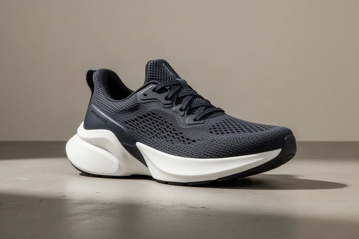 Puma Magnify Nitro 3 running shoe with tall foam midsole on concrete surface