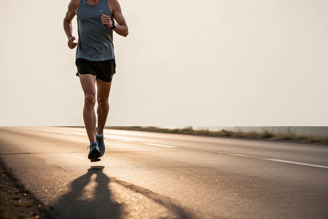 Läufer beendet einen lockeren langen Lauf, während das Licht weicher wird