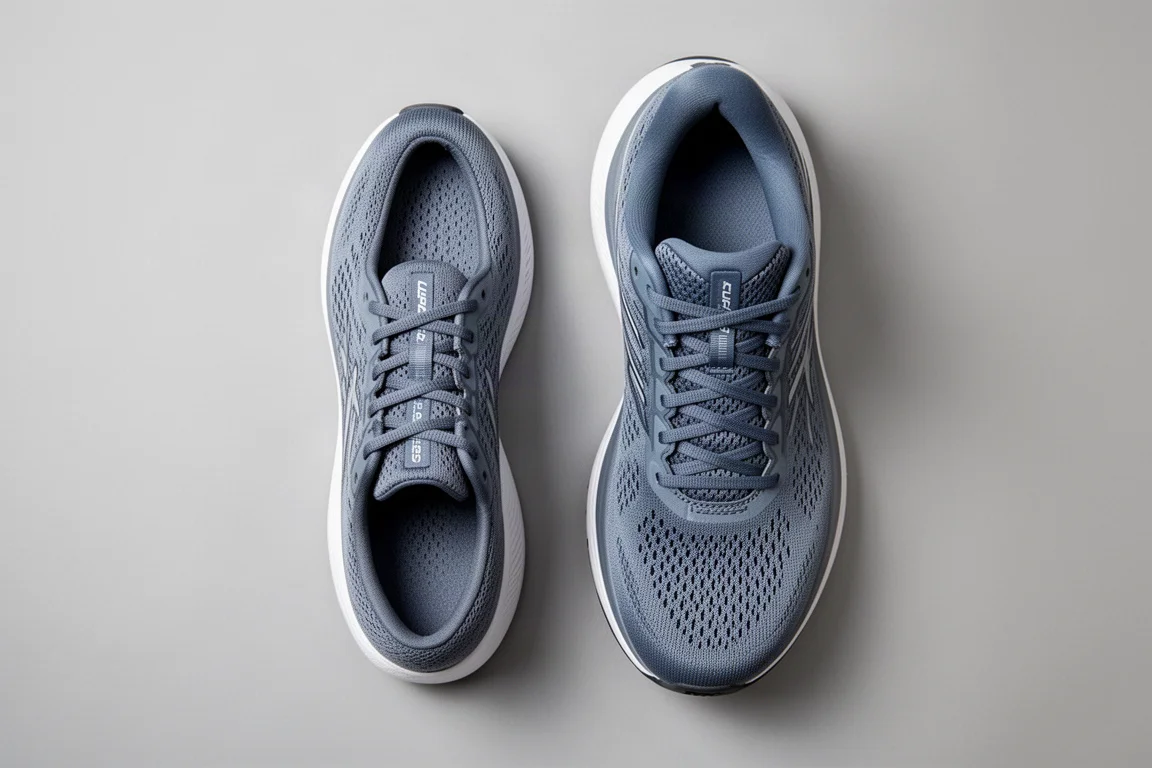 Dos zapatillas de running lado a lado mostrando diferentes anchuras