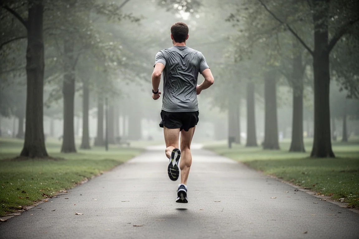 Un corridore allaccia una scarpa da running bianca con dettagli rossi su una soglia