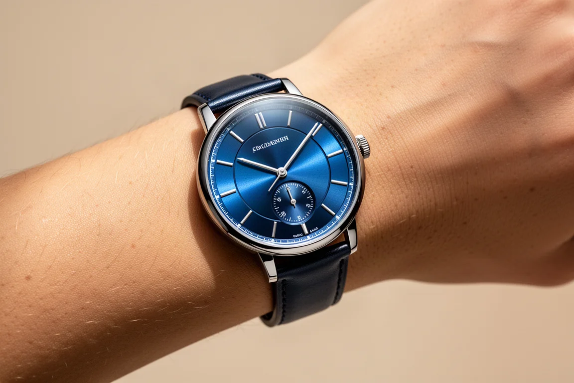 Chopard L.U.C XPS mit galvanischem, sonnenschliffenem blauen Sektor-Zifferblatt am Handgelenk