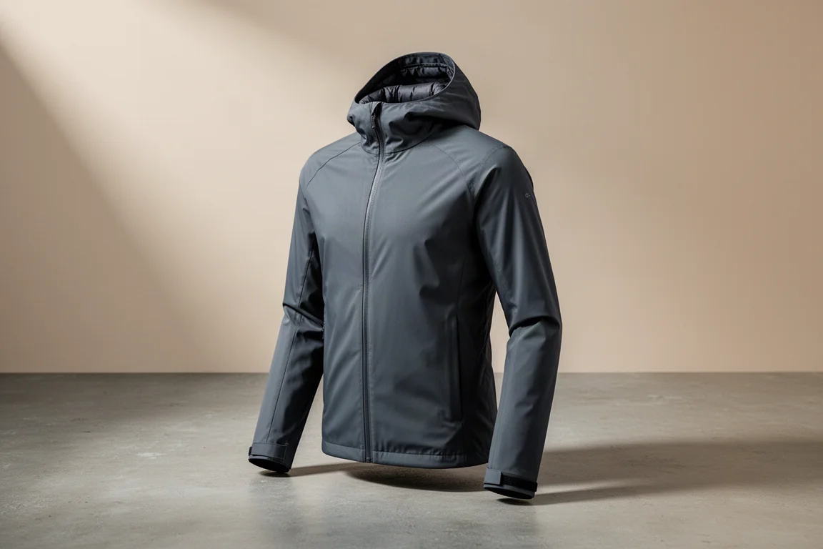 Rab Xenair Alpine Light Jacket in dark slate shown on a matte concrete surface
