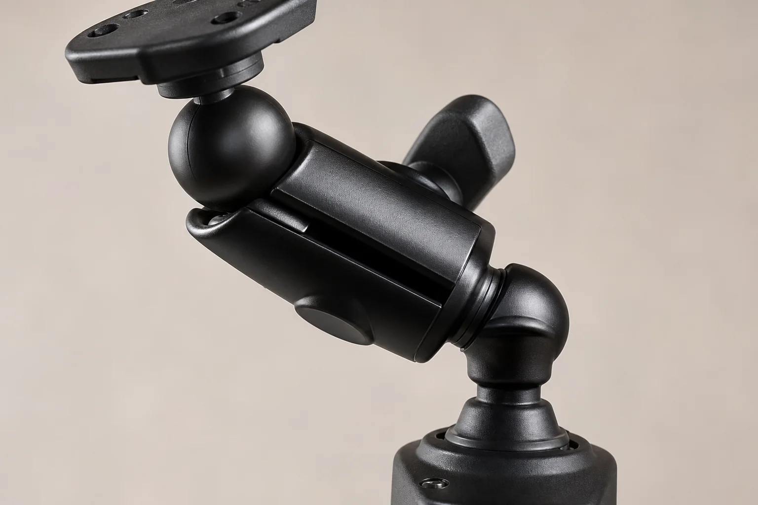 Articulated ball joint arm showing pivot and adjustment capability