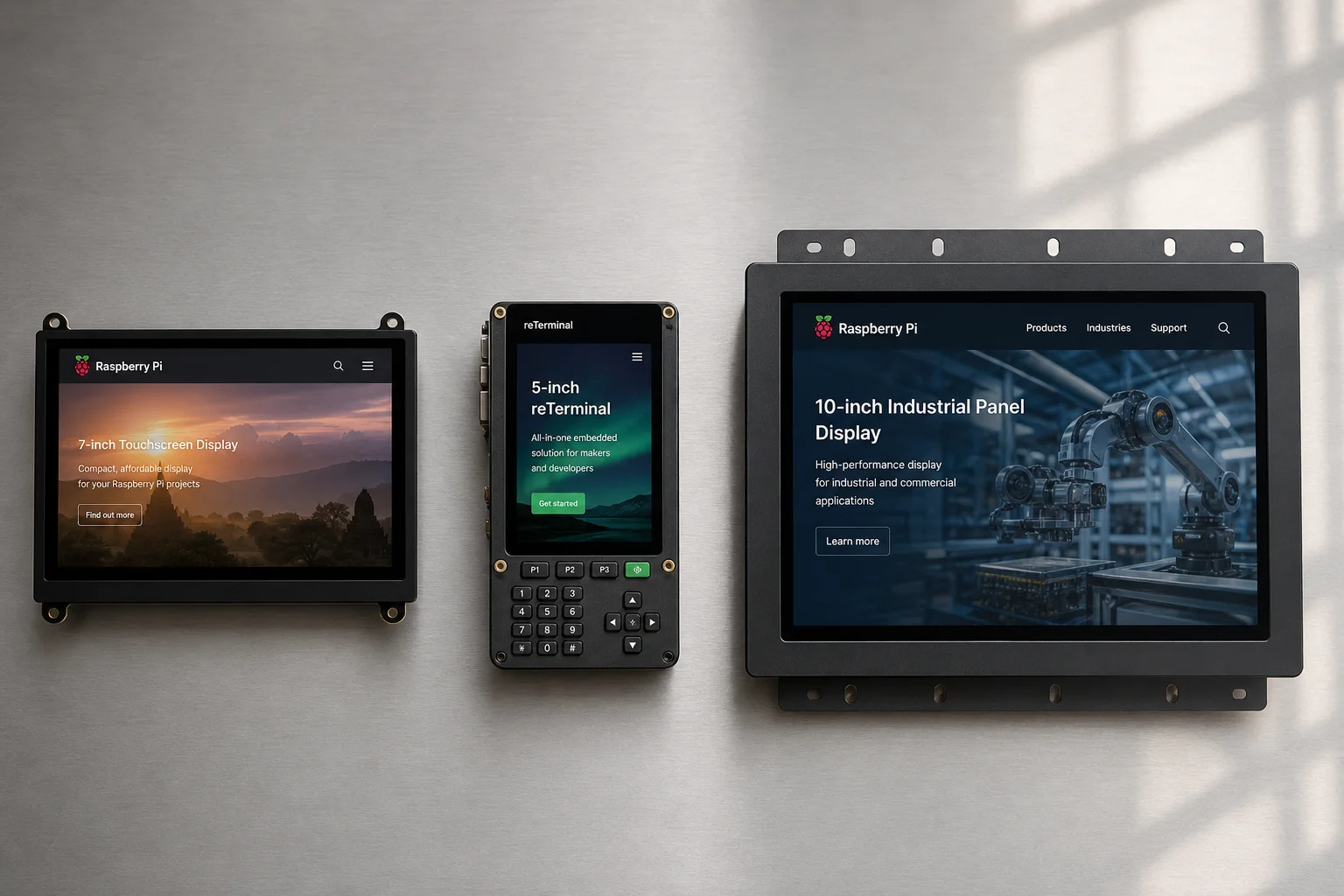 Comparison of various Raspberry Pi touchscreen enclosures and mounting solutions
