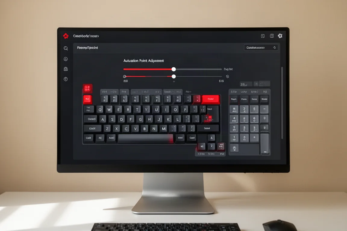 Razer Synapse 軟體介面,顯示觸發點調整滑桿