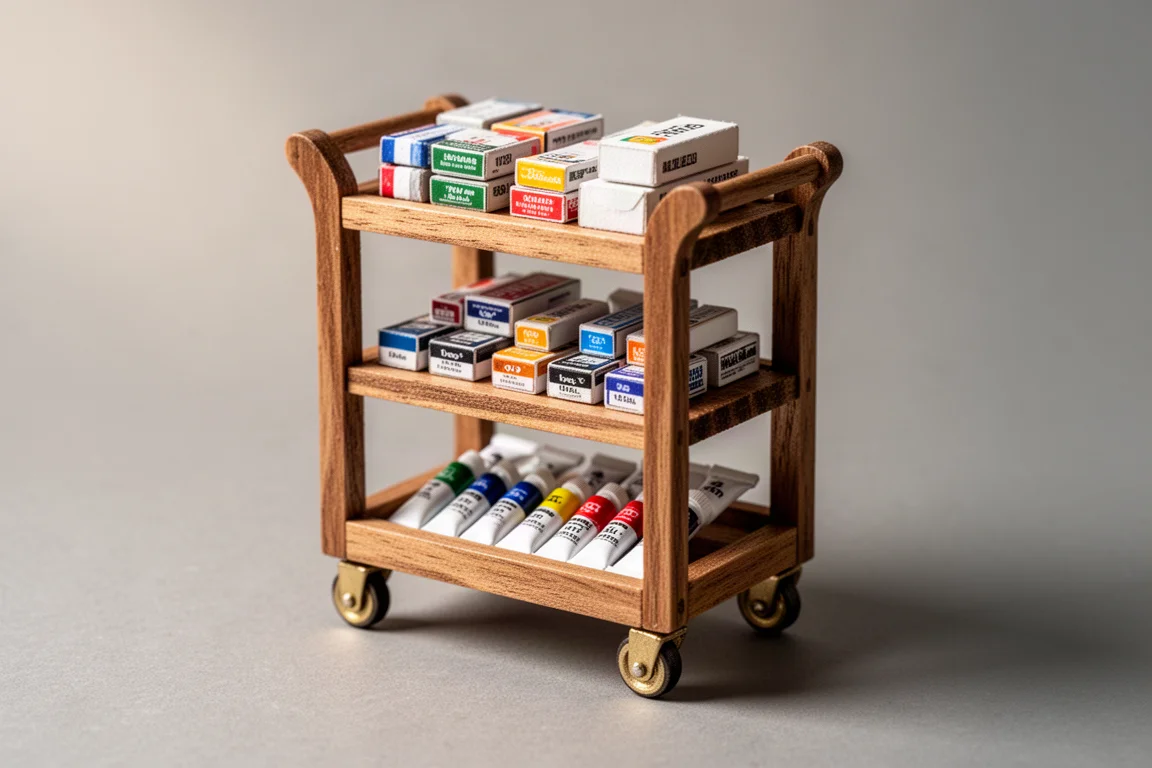 Real Mini World Miniature Rolling Cart product image