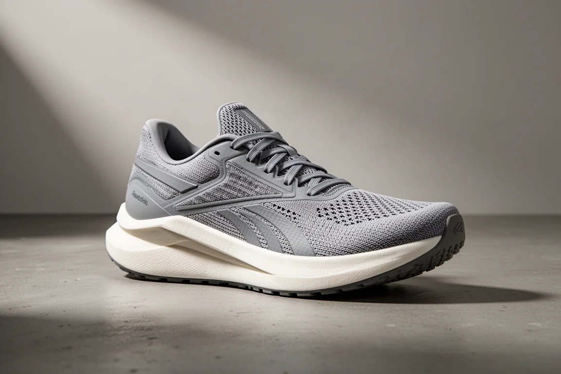 Reebok Floatride Duo running shoe with thick foam midsole on concrete surface