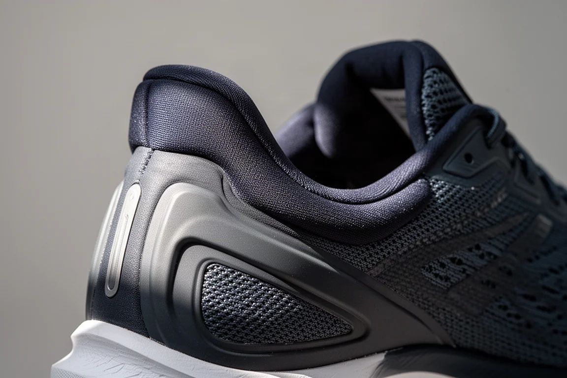 Suela exterior de una zapatilla de running mostrando tacos de goma duraderos sobre una mesa