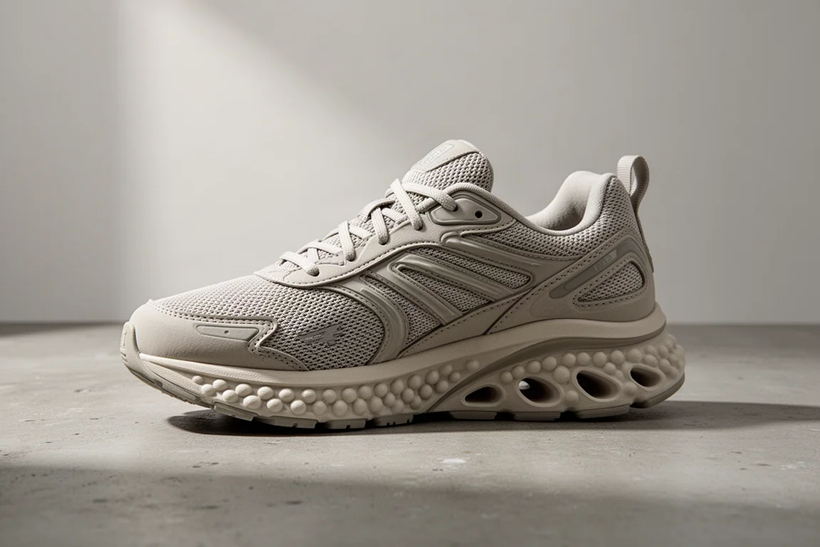 Retro-styled Reebok FloatZig One running shoe on matte concrete surface