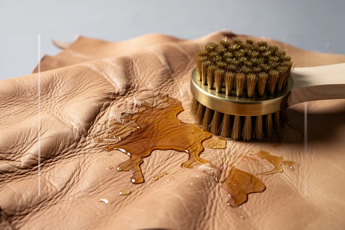 Surface du cuir Pueblo avec texture lavée rugueuse et patine naturelle d'huile