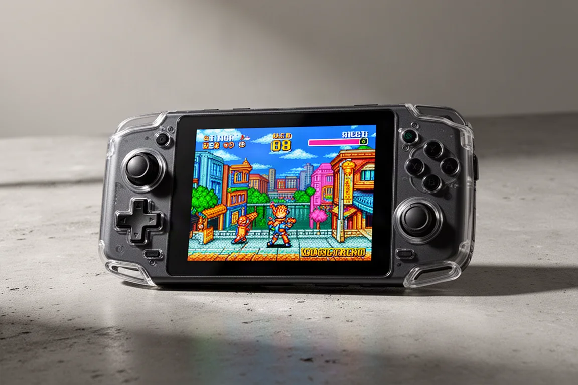 Retroid Pocket Nova ハンドヘルドゲーム機。OLEDディスプレイにレトロゲームを表示