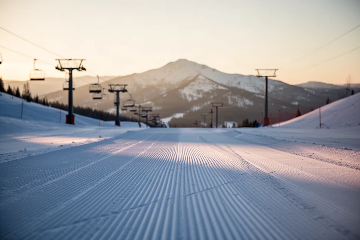 Snowboardzista robiący butter na tailu deski na łagodnym stoku