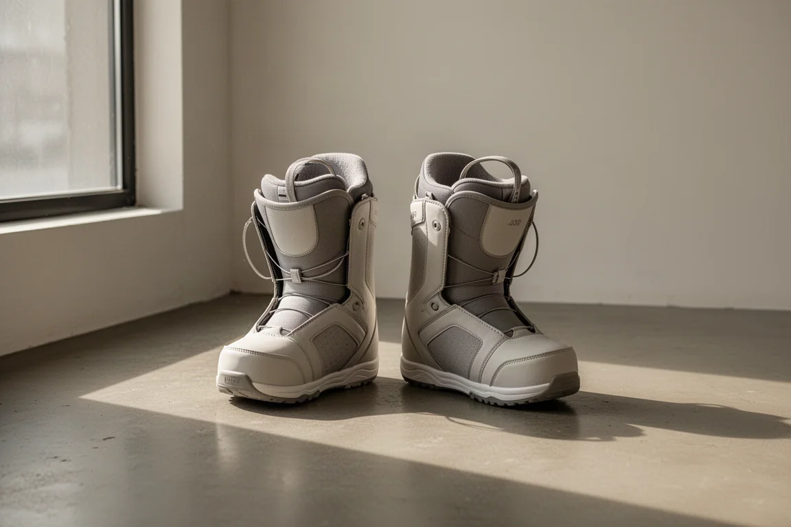 Buty snowboardowe schnące obok siebie po dniu jazdy