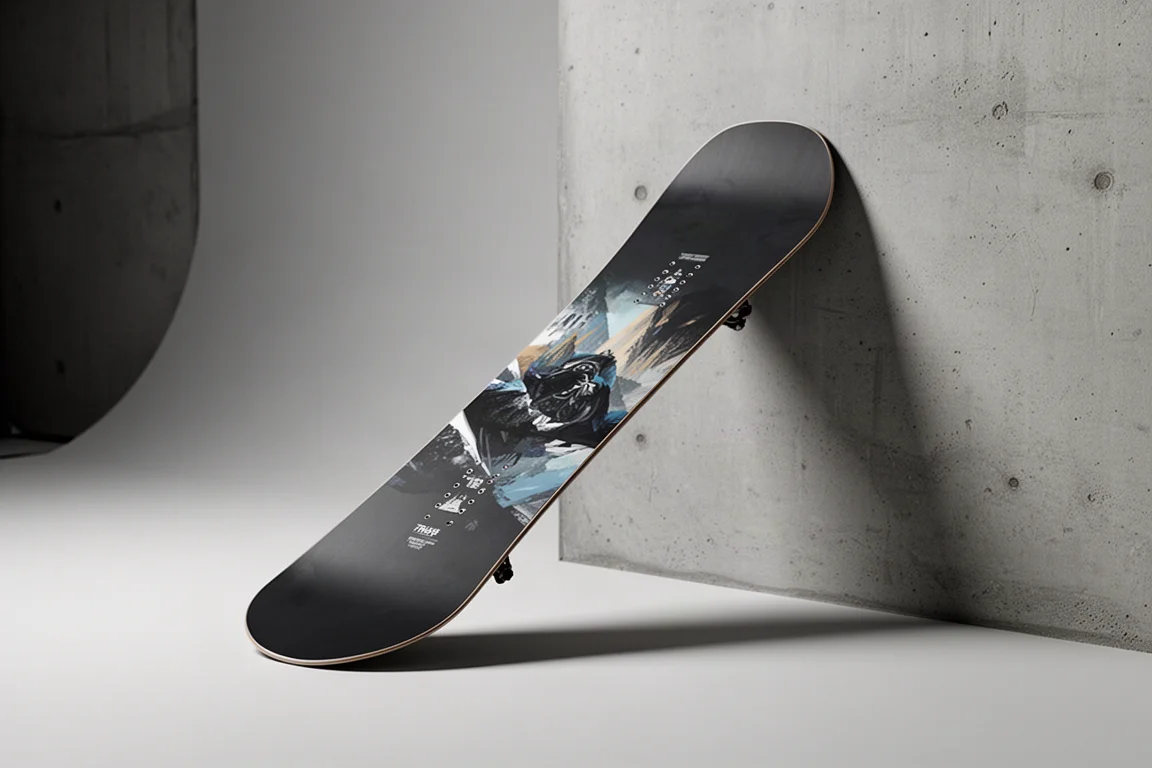 Ride Kink Twin-Snowboard in einer Dreiviertelansicht vor neutralem Hintergrund