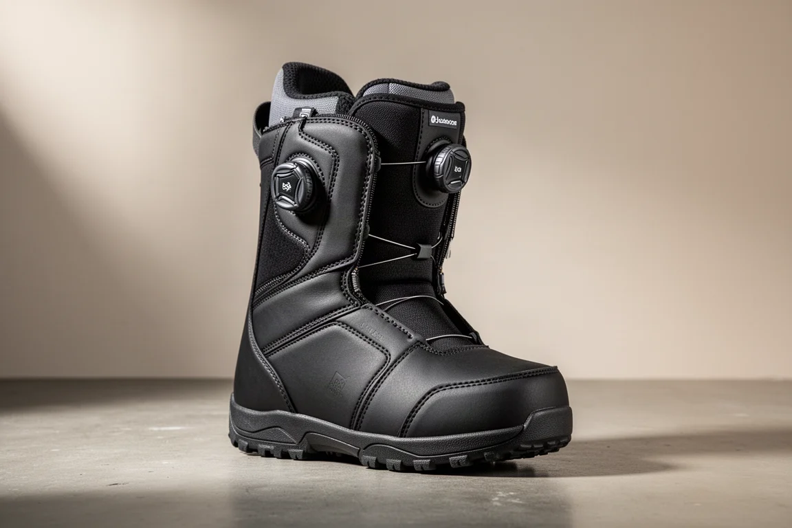 Snowboard boot Ride Torrent con rotelle Boa su una superficie di cemento