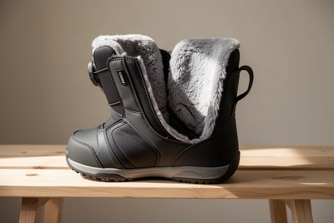 Innenansicht eines Snowboard-Boots Innenschuhs mit seitlichem Wrap-Design